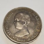 Moneda 5 pesetas en plata de Alfonso XIII año 1890