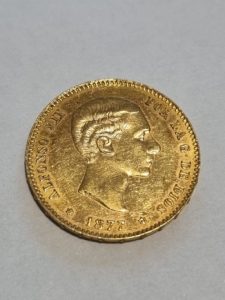Moneda 25 pesetas en Oro de Alfonso XII (1877)